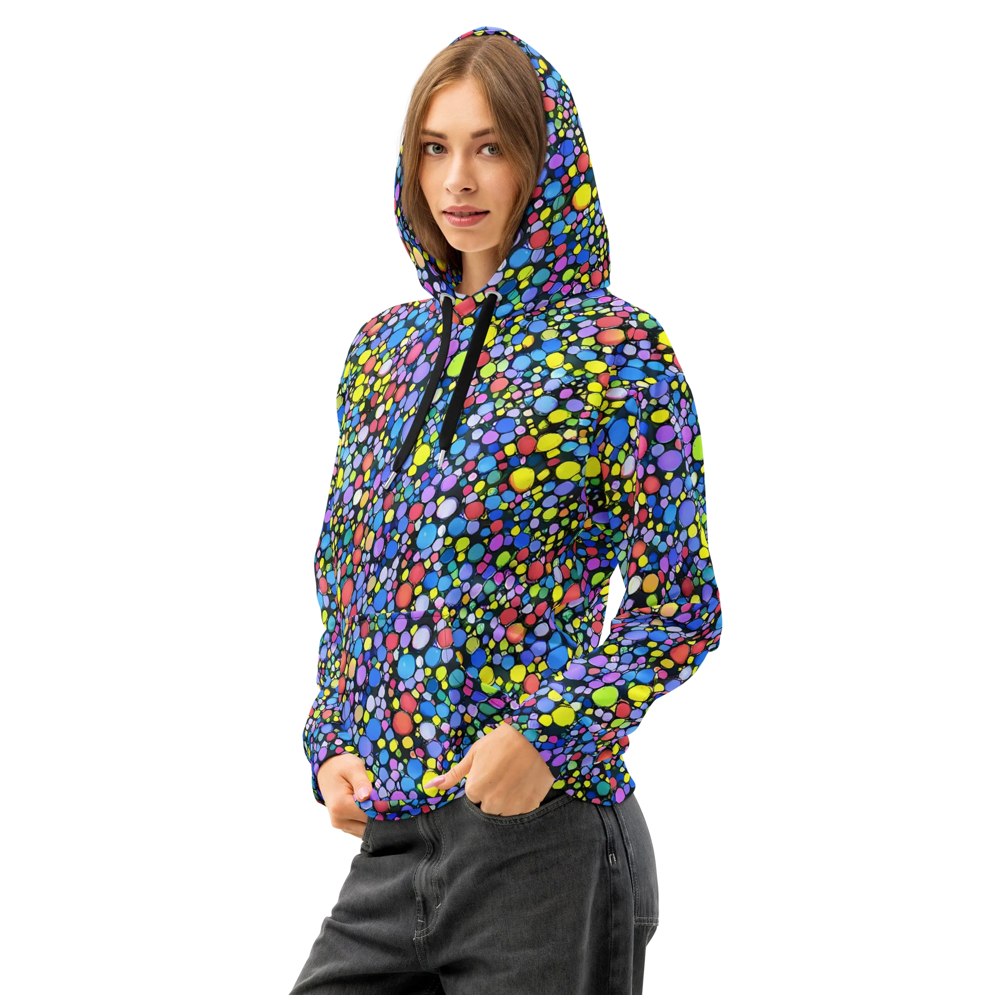 Vivid Cellscape on Cotton Hoodie — Left Front