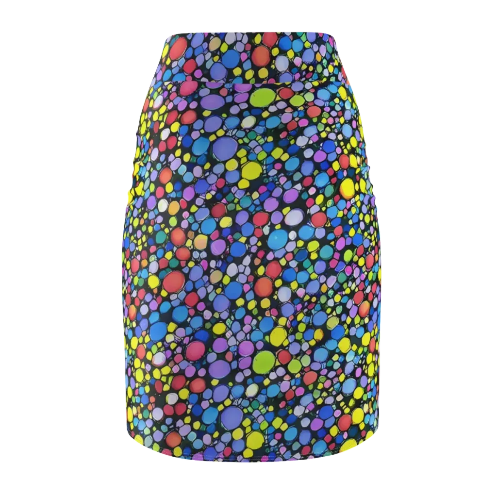 Vivid Cellscape on Pencil Skirt — Back