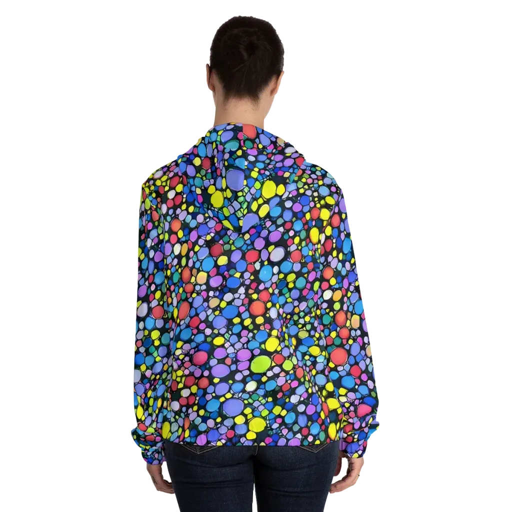 Vivid Cellscape on Women's Full-Zip Hoodie — Back On Person