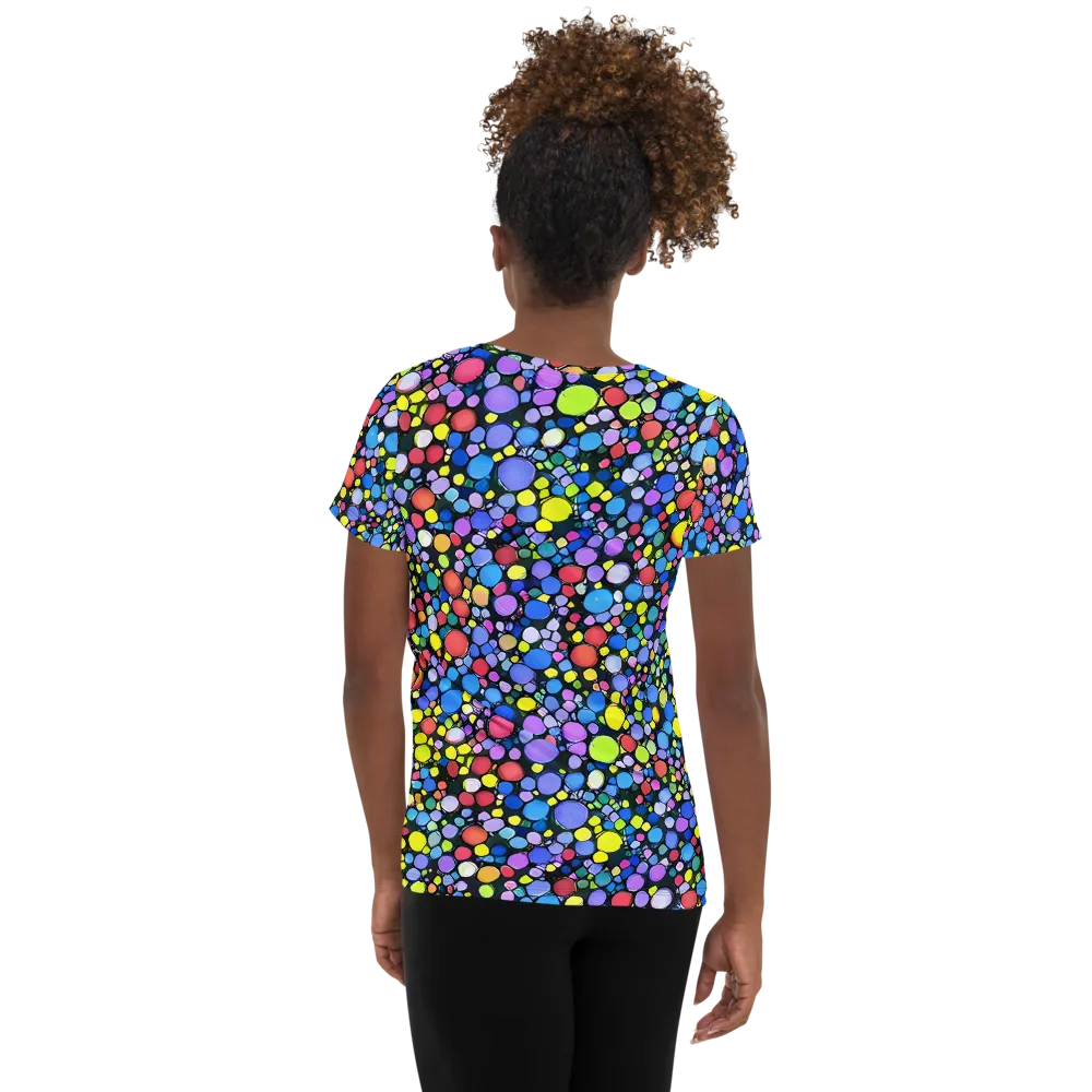 Vivid Cellscape on Women's Athletic T-Shirt — Back