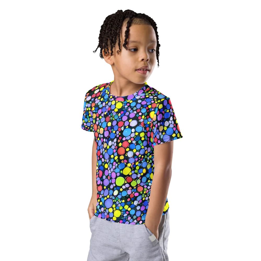 Vivid Cellscape on Kids Crew Neck T-Shirt — Left Front