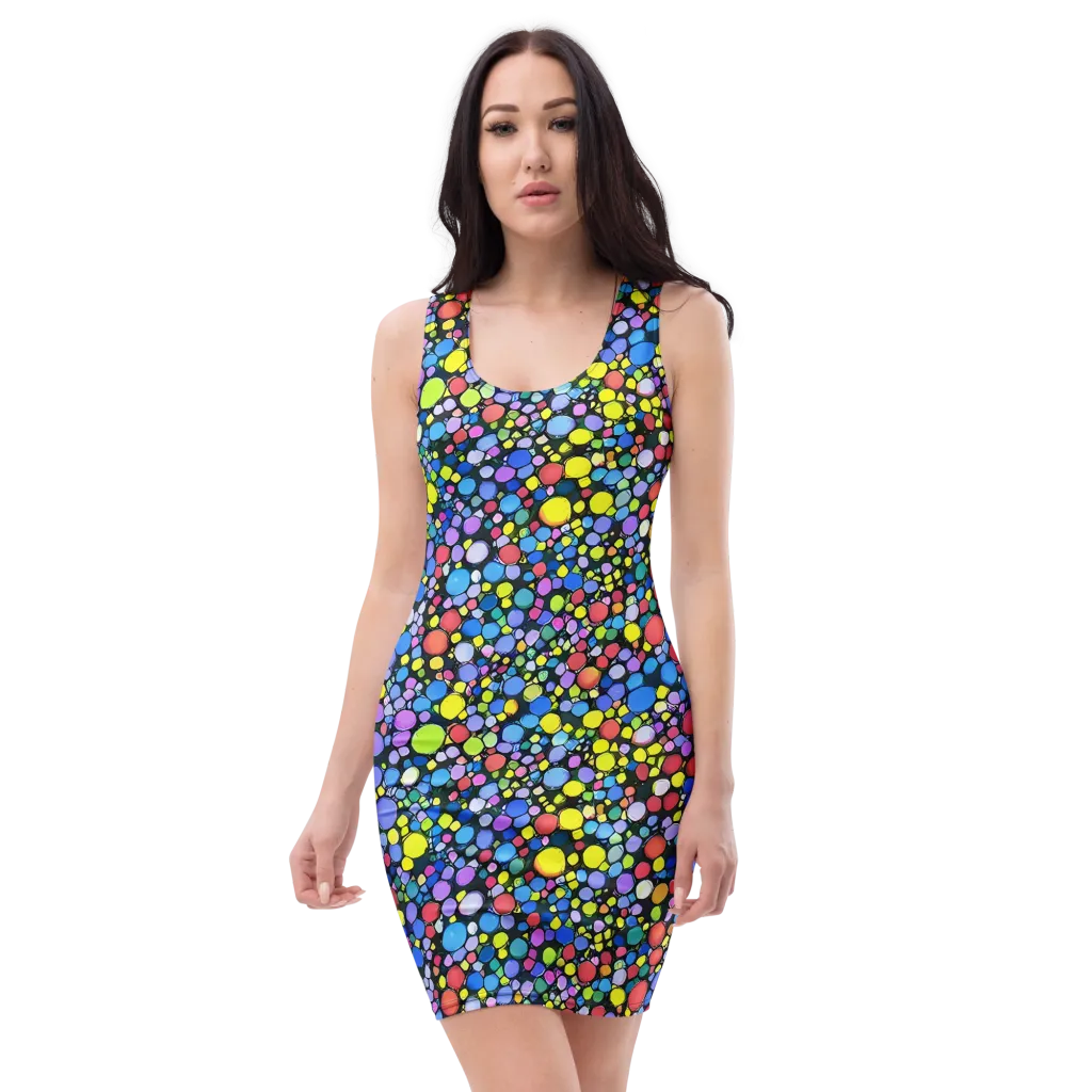 Vivid Cellscape on Bodycon Dress — Front