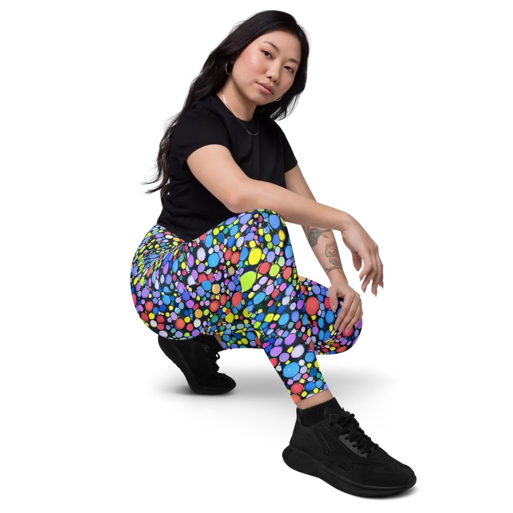 Vivid Cellscape on Leggings with Pockets — Right Front