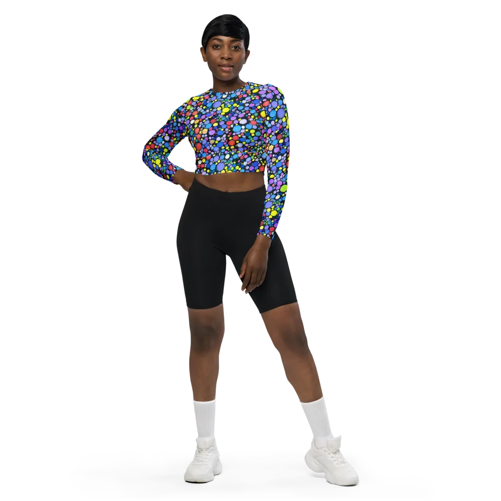 Vivid Cellscape on Long Sleeve Crop Top — Front