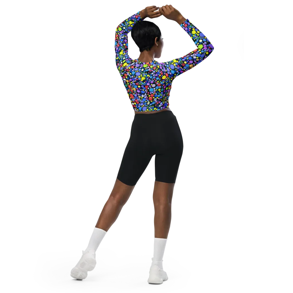 Vivid Cellscape on Long Sleeve Crop Top — Back