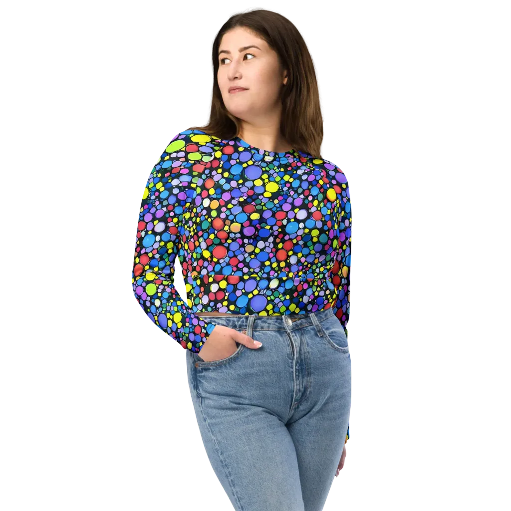 Vivid Cellscape on Long Sleeve Crop Top — Front