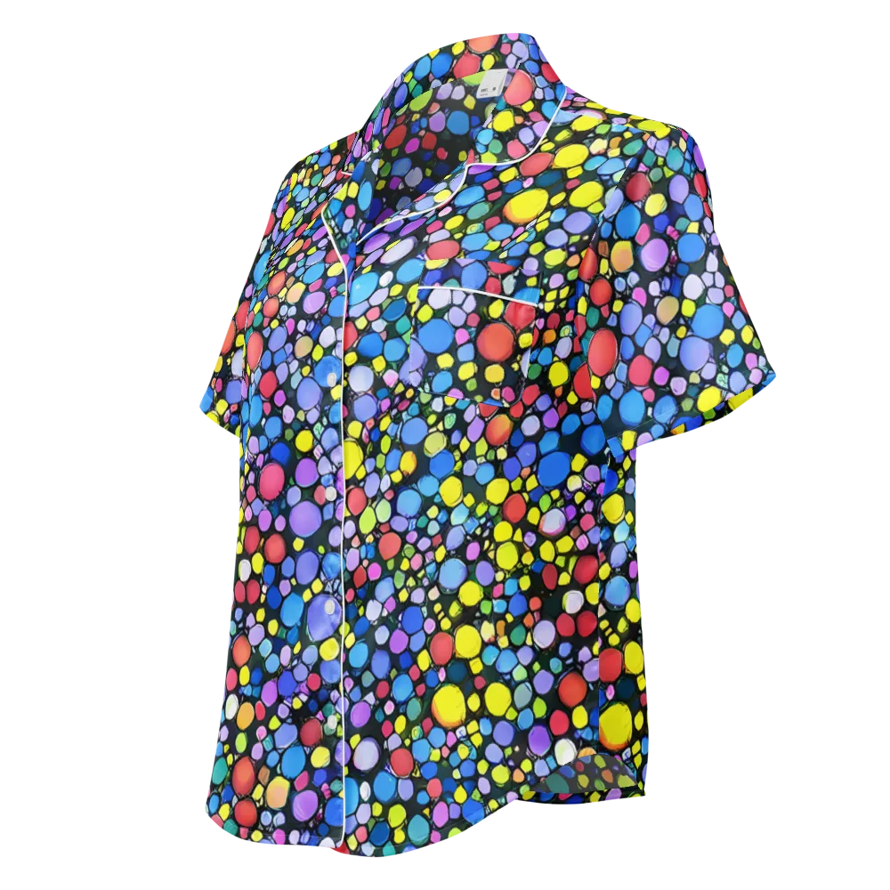 Vivid Cellscape on Women's Short Sleeve Pajama Top — Left Front