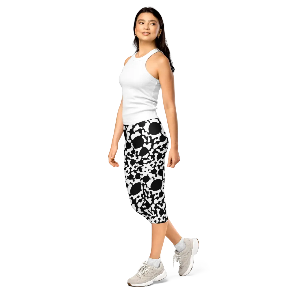 Inkblot Current on Capri Leggings — Left Front