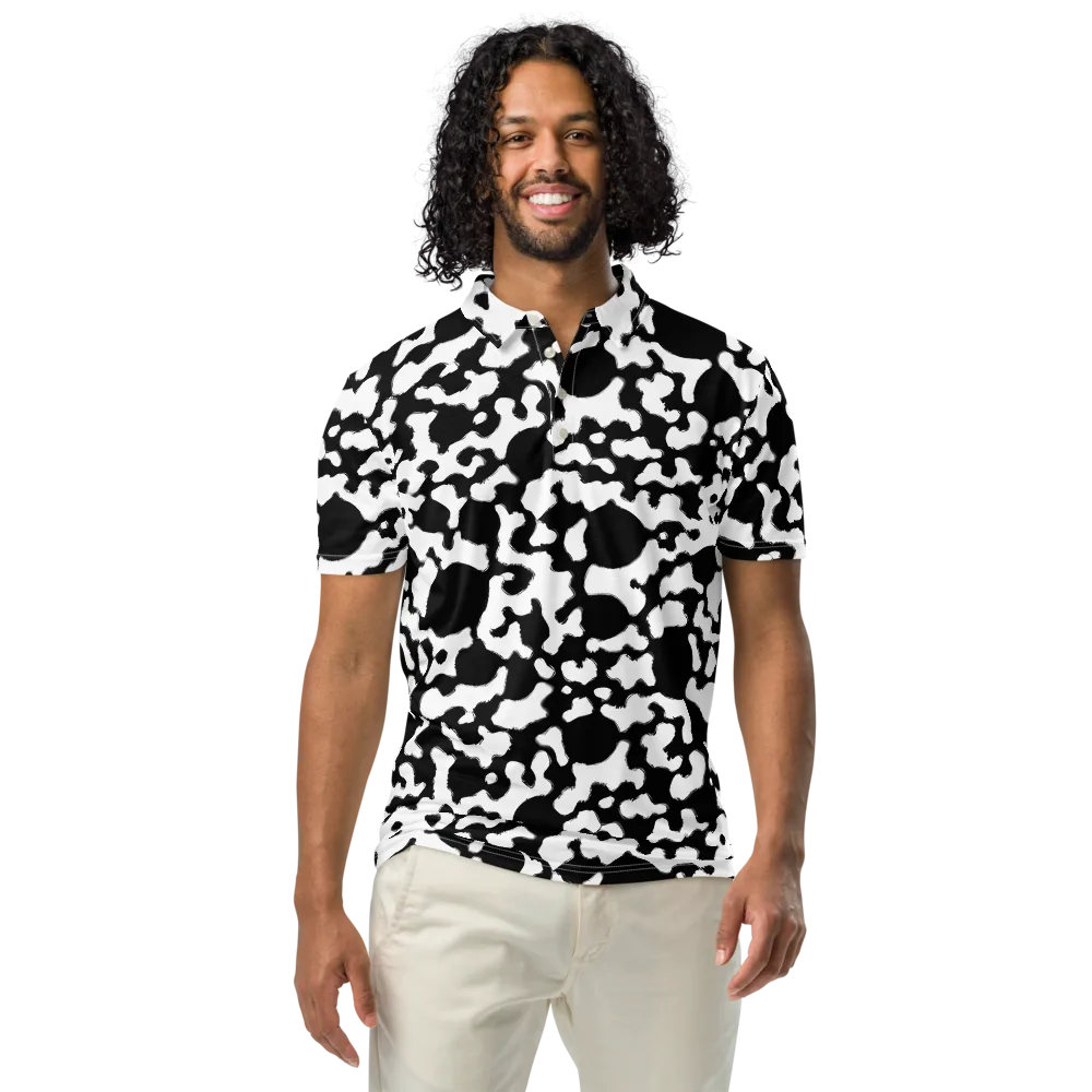 Inkblot Current on Men's Slim Fit Polo Shirt — Front