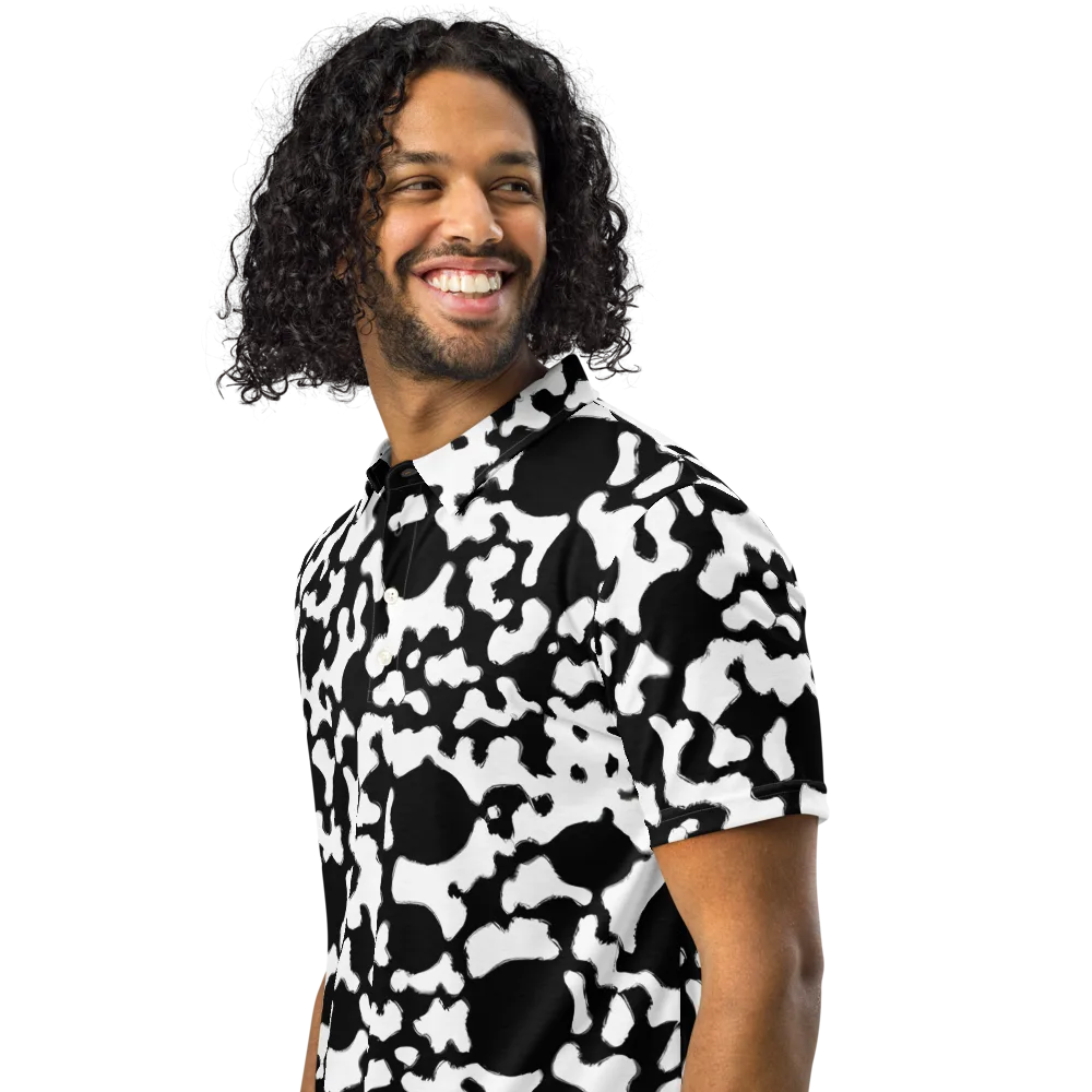 Inkblot Current on Men's Slim Fit Polo Shirt — Left Front
