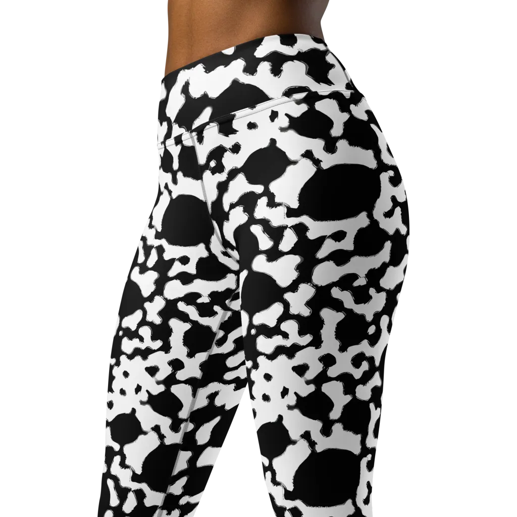 Inkblot Current on Yoga Leggings — Left Front