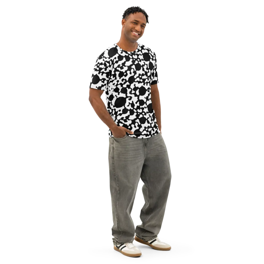 Inkblot Current on Men's Cotton Crew Neck T-Shirt — Right Front