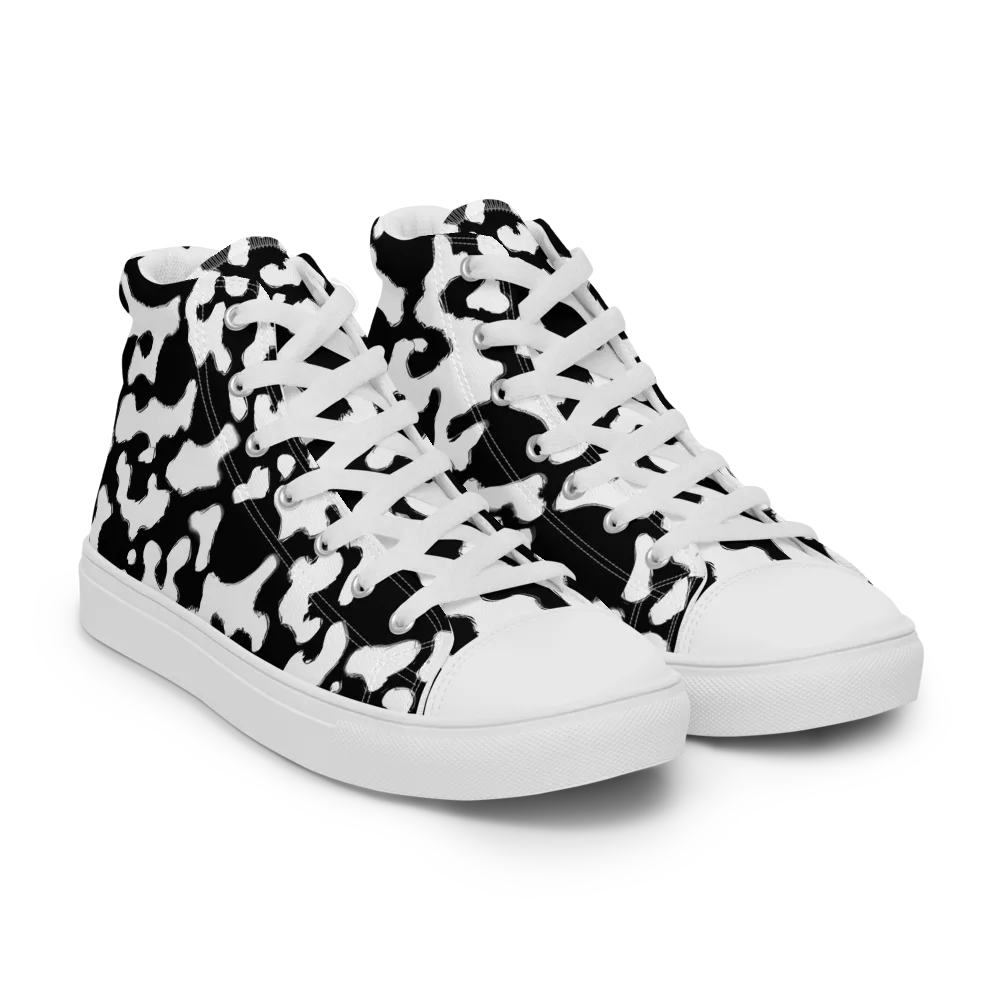 Inkblot Current on Men's High Top Canvas Shoes — Right Front
