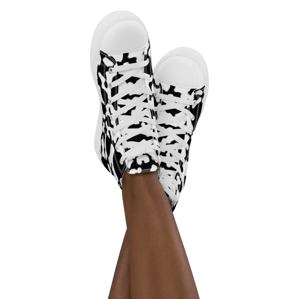 Inkblot Current on Women's High Top Canvas Shoes — Front