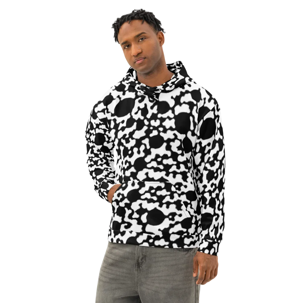 Inkblot Current on Cotton Hoodie — Left Front