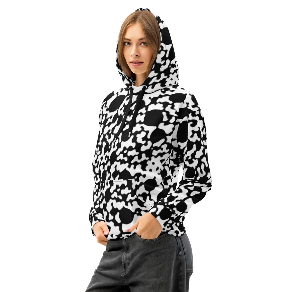 Inkblot Current on Cotton Hoodie — Left Front