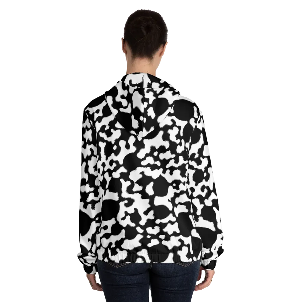 Inkblot Current on Women's Full-Zip Hoodie — Back On Person