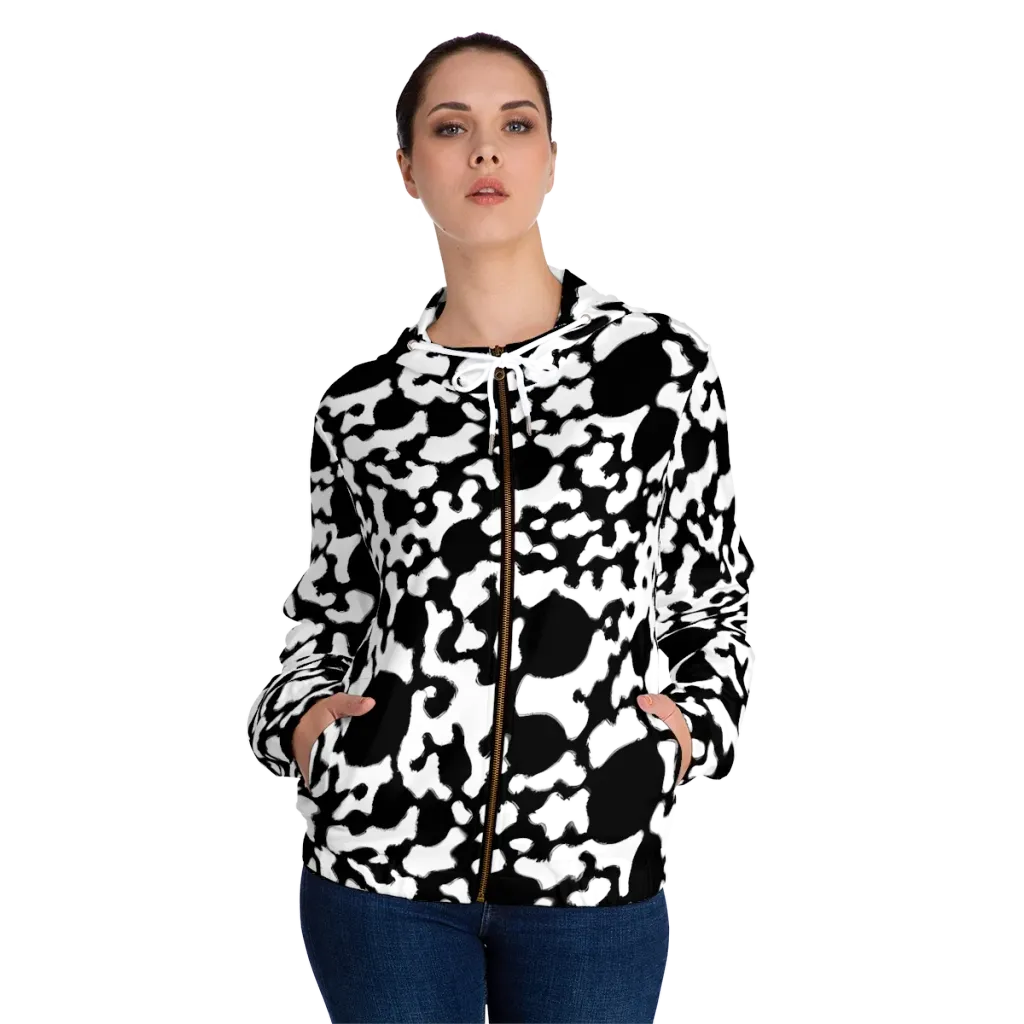 Inkblot Current on Women's Full-Zip Hoodie — Front On Person
