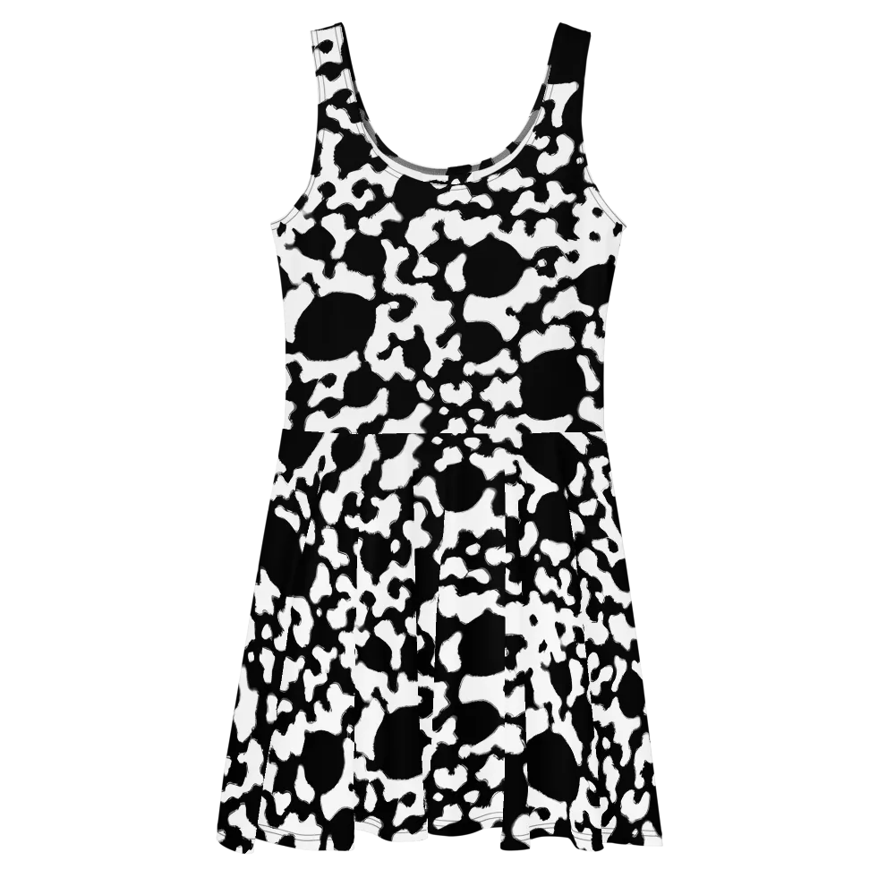 Inkblot Current on Skater Dress — Front