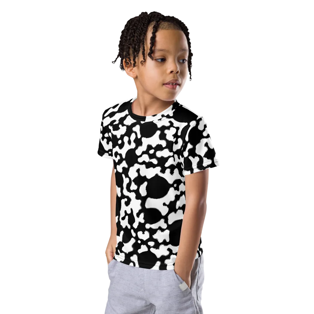 Inkblot Current on Kids Crew Neck T-Shirt — Left Front