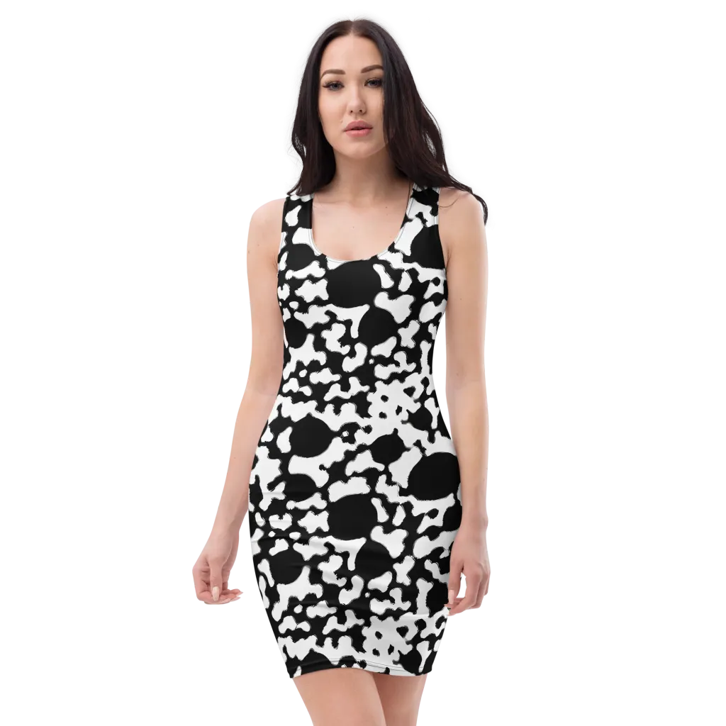 Inkblot Current on Bodycon Dress — Front