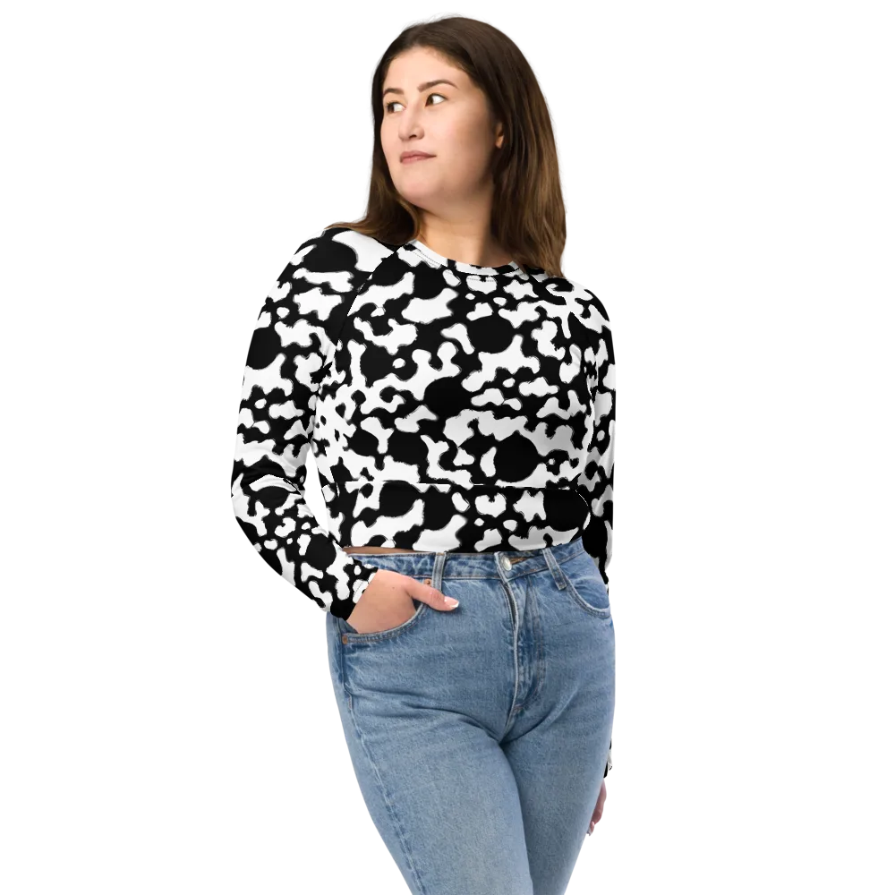 Inkblot Current on Long Sleeve Crop Top — Front