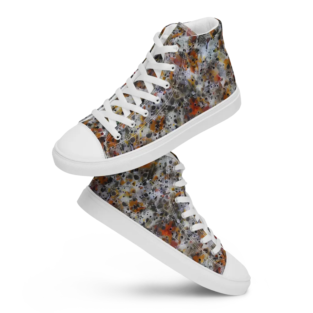Molten Static on Women's High Top Canvas Shoes — Front