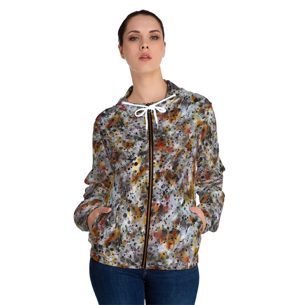 Molten Static on Women's Full-Zip Hoodie — Front On Person