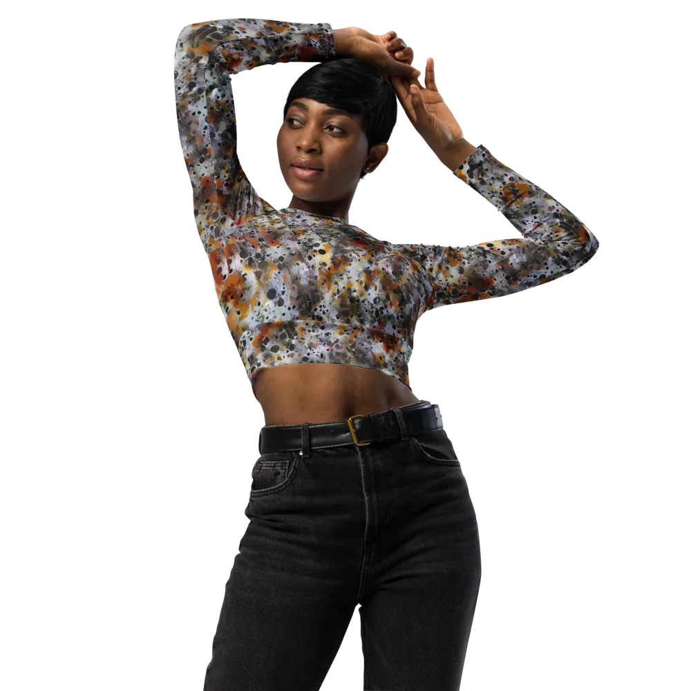 Molten Static on Long Sleeve Crop Top — Front