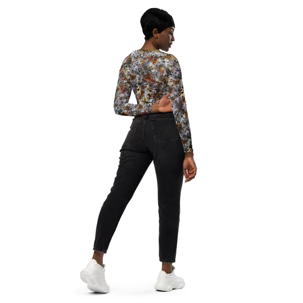 Molten Static on Long Sleeve Crop Top — Right Back