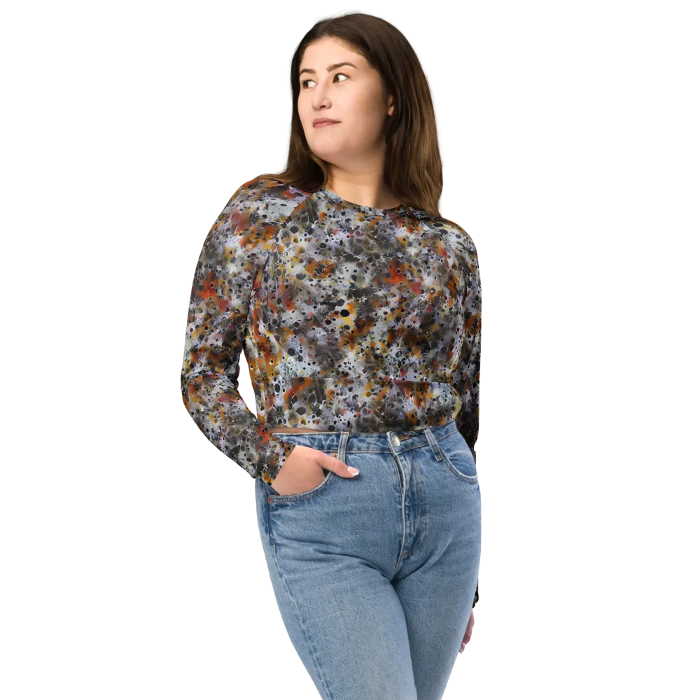 Molten Static on Long Sleeve Crop Top — Front