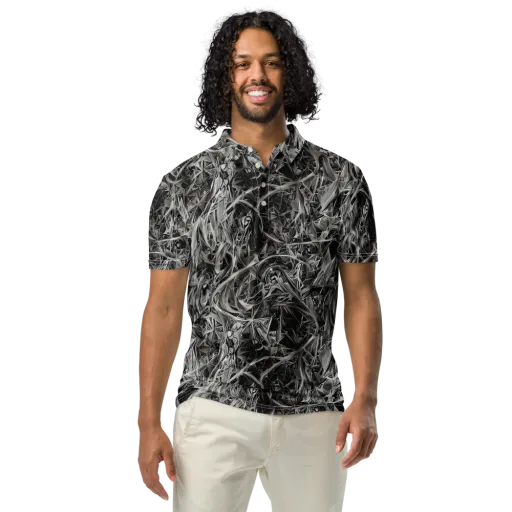 Silver Shatter on a Men's Slim Fit Polo Shirt
