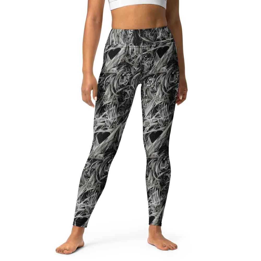 Silver Shatter on Yoga Leggings — Front