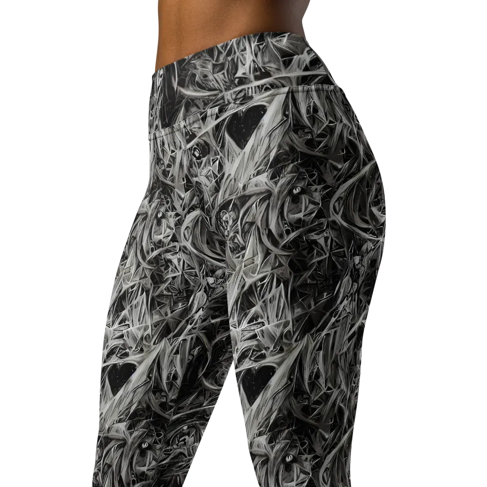Silver Shatter on Yoga Leggings — Left Front