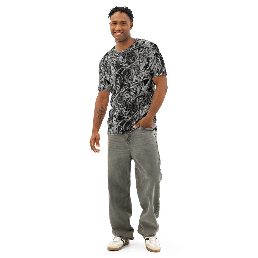Silver Shatter on Men's Cotton Crew Neck T-Shirt — Front
