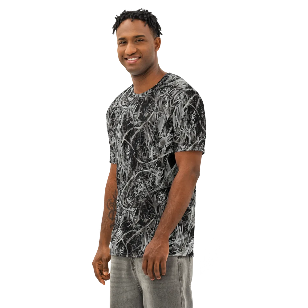 Silver Shatter on Men's Cotton Crew Neck T-Shirt — Left Front