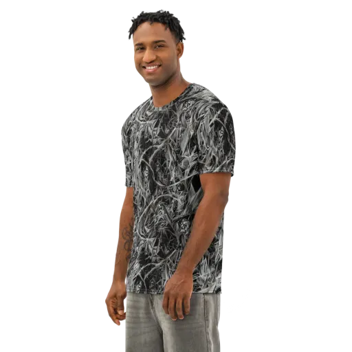Silver Shatter on a Men's Cotton Crew Neck T-Shirt