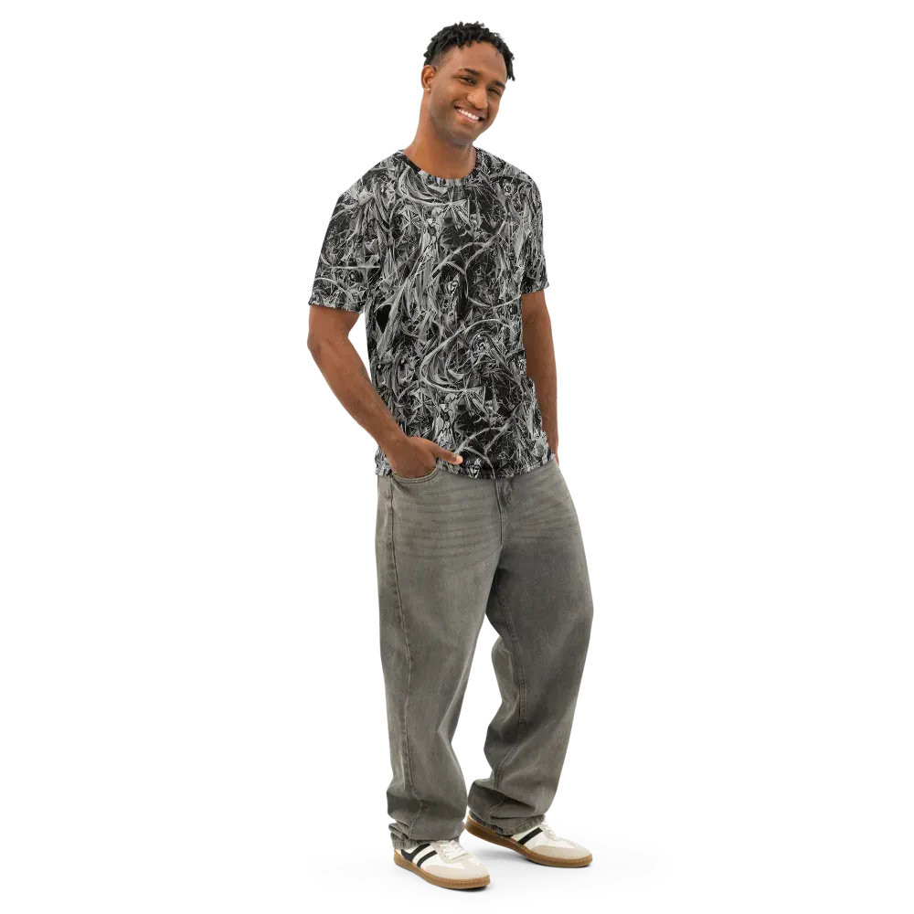 Silver Shatter on Men's Cotton Crew Neck T-Shirt — Right Front