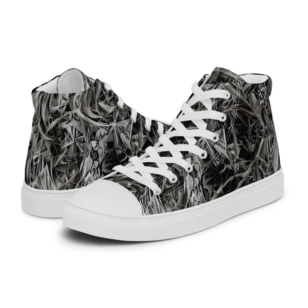 Silver Shatter on Men's High Top Canvas Shoes — Left