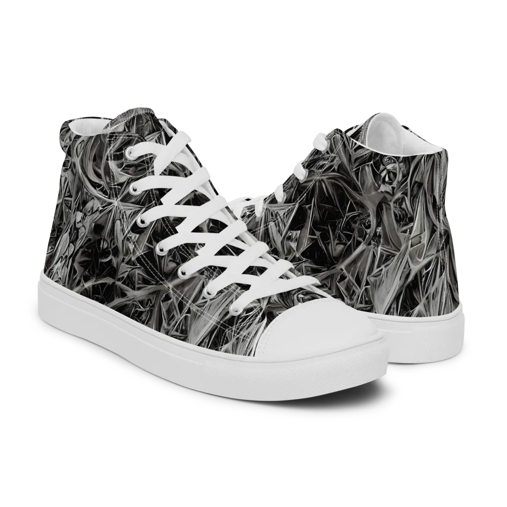 Silver Shatter on Men's High Top Canvas Shoes — Right