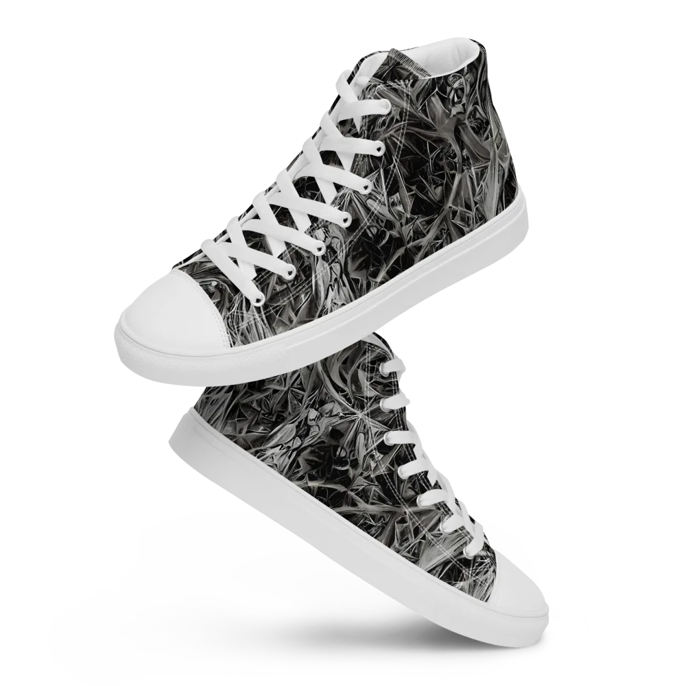 Silver Shatter on Men's High Top Canvas Shoes — Front