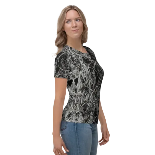 Silver Shatter on a Women's Crew Neck T-Shirt