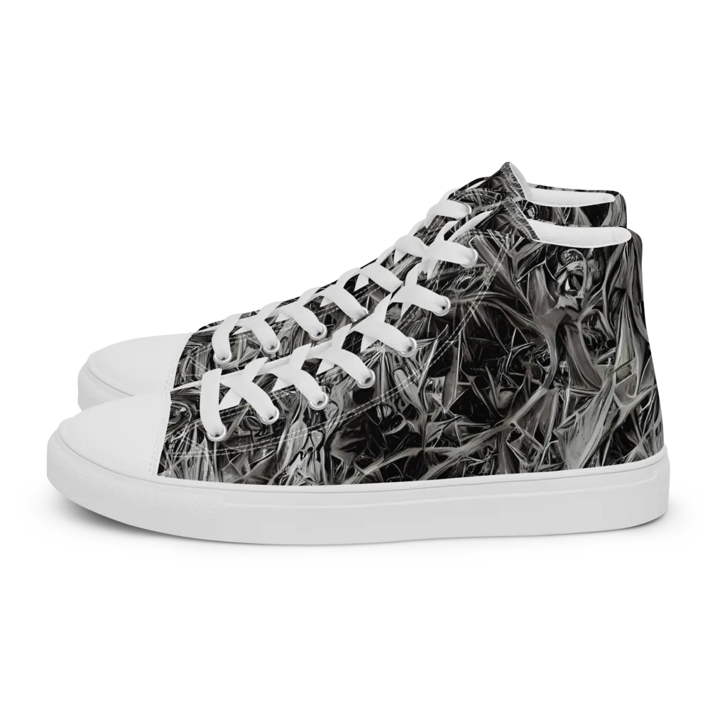 Silver Shatter on Women's High Top Canvas Shoes — Left