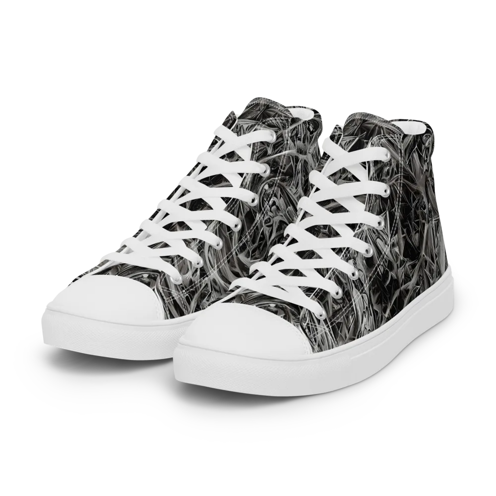 Silver Shatter on Women's High Top Canvas Shoes — Left Front