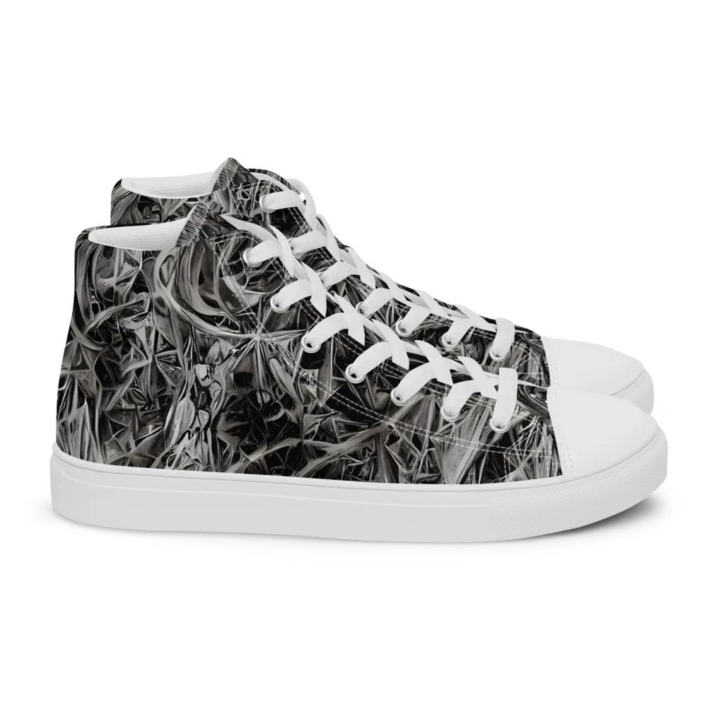 Silver Shatter on Women's High Top Canvas Shoes — Right