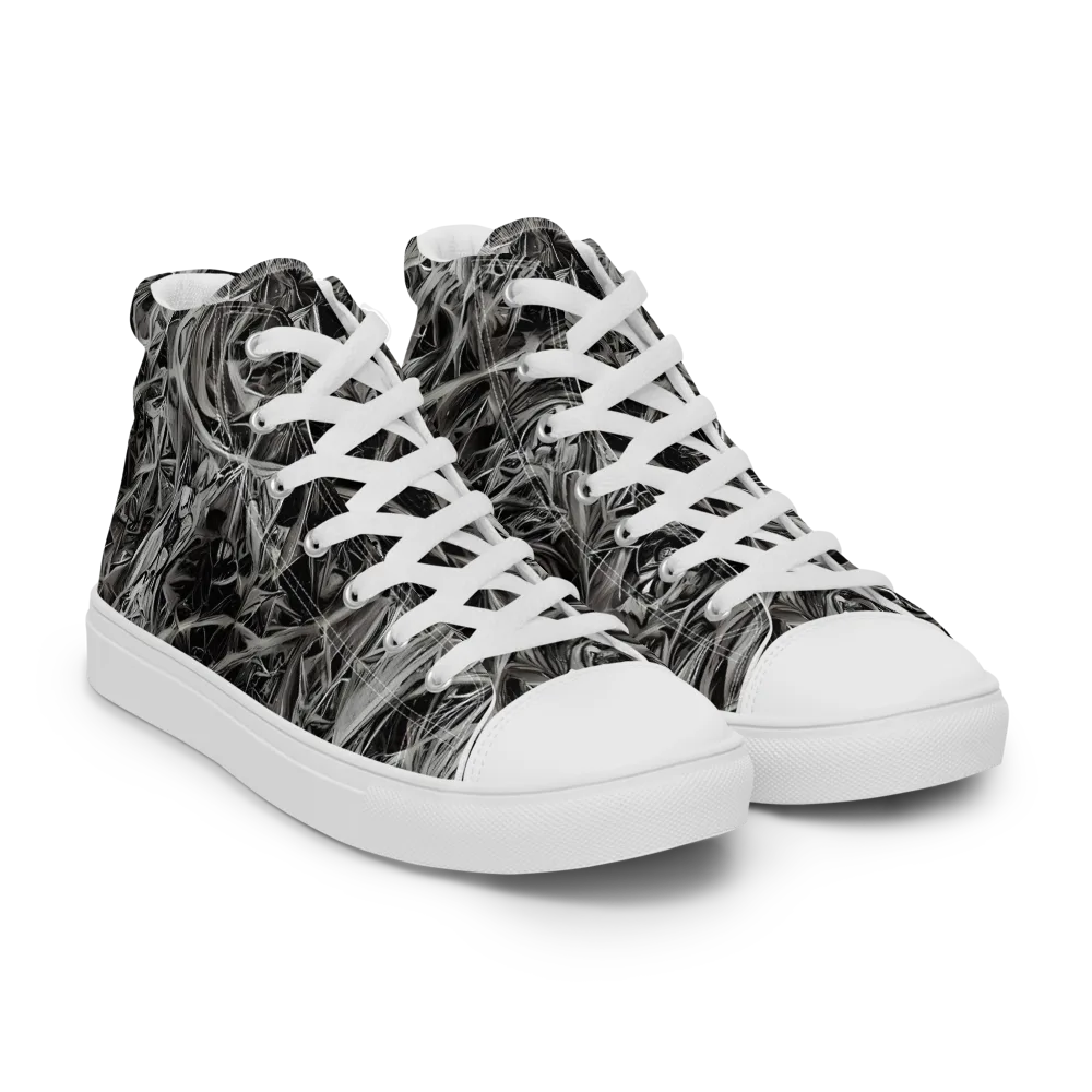 Silver Shatter on Women's High Top Canvas Shoes — Right Front