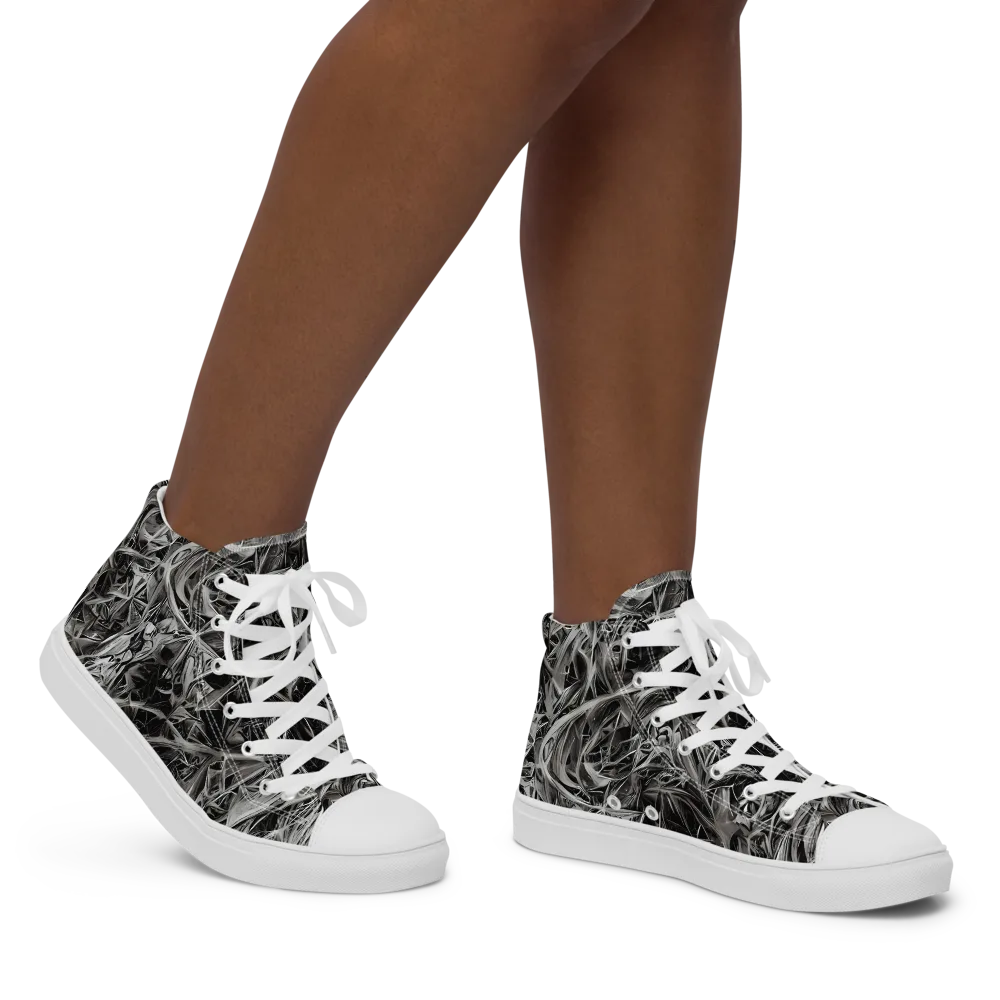 Silver Shatter on Women's High Top Canvas Shoes — Right