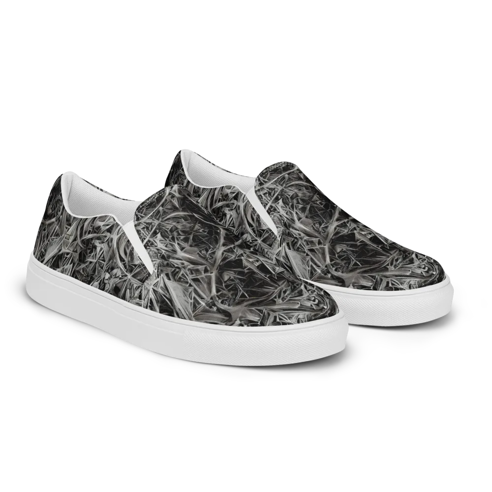 Silver Shatter on Men's Slip-On Canvas Shoes — Right Front