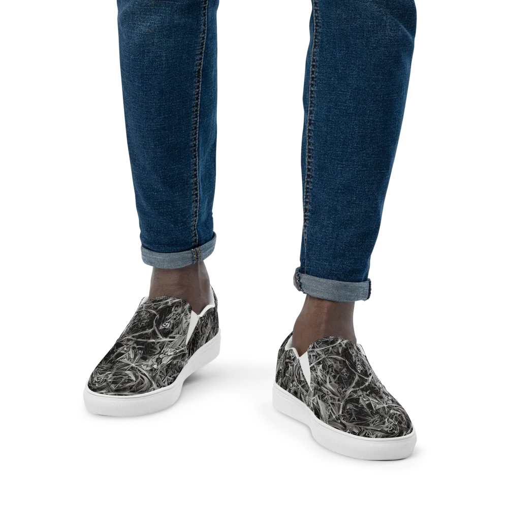 Silver Shatter on Men's Slip-On Canvas Shoes — Front