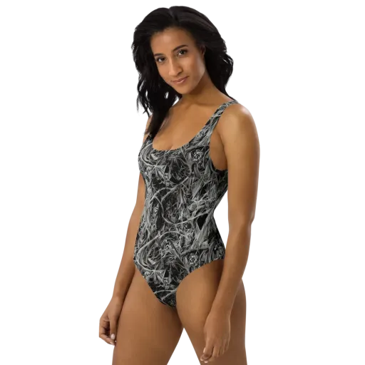 Silver Shatter on a One-Piece Swimsuit